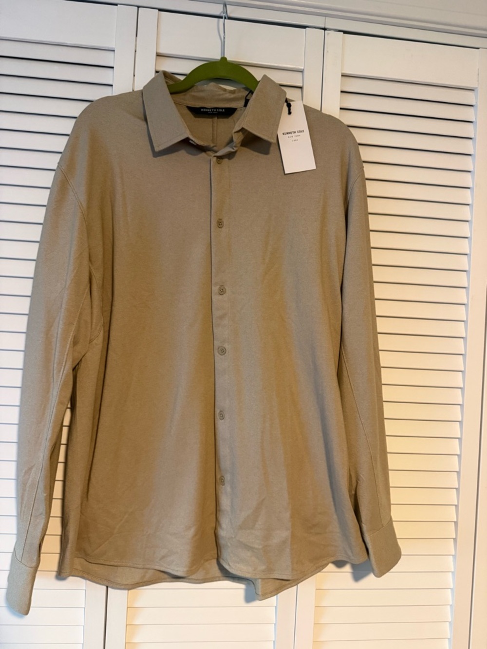 Kenneth Cole Beige Button-Up Collared Shirt